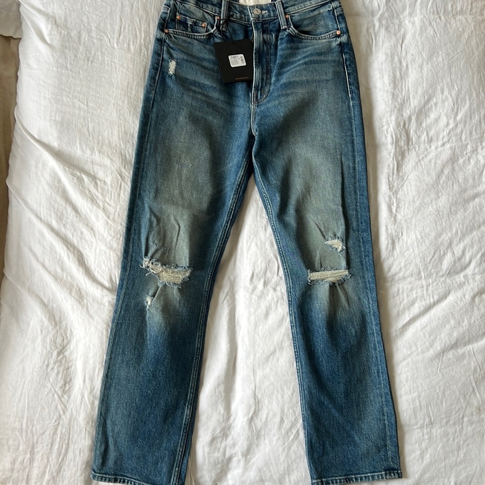 NWT Mother Superior The High Waisted Rider Ankle jeans in Far Beyond The Sky